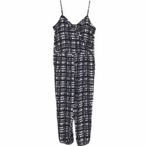 Madewell Black & White Printed Spaghetti-Strap Jumpsuit